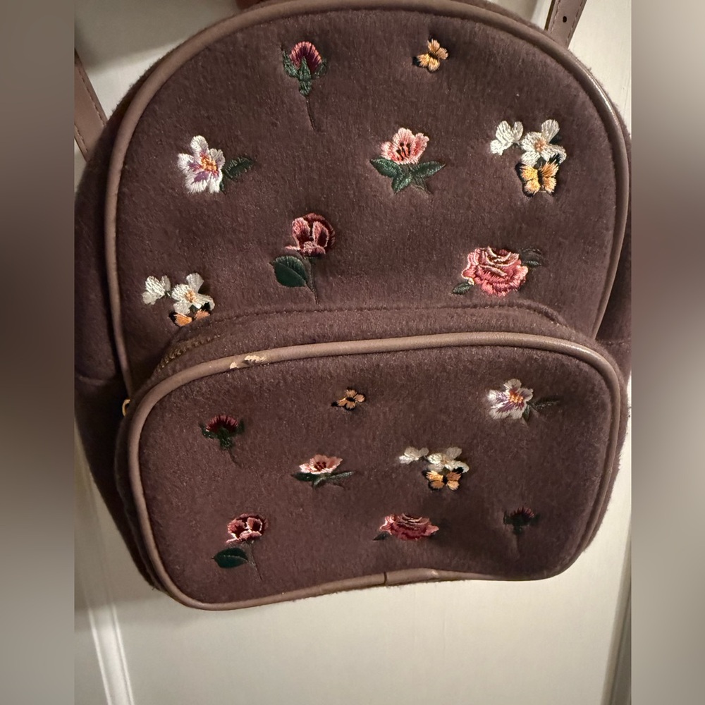 Floral Embroidered Lavender Backpack